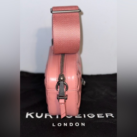 Kurt Geiger London Small Kensington Quilted Pink Leather Camera Bag - Picture 5 of 12